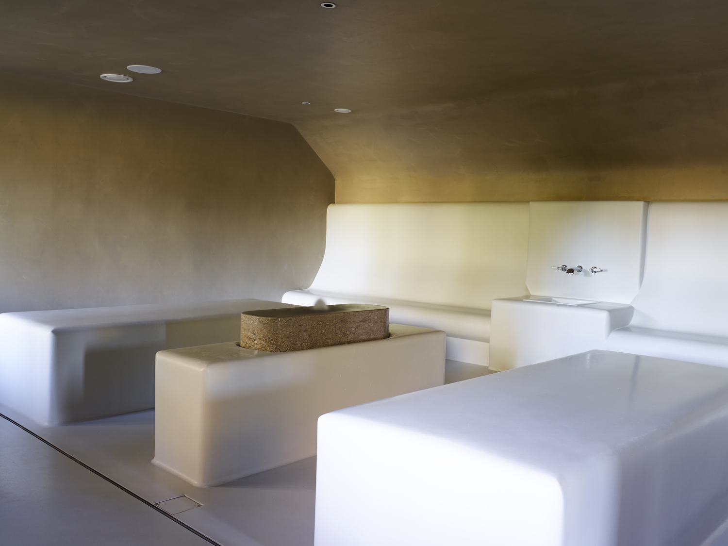 Spa room with seamless resin floors and walls