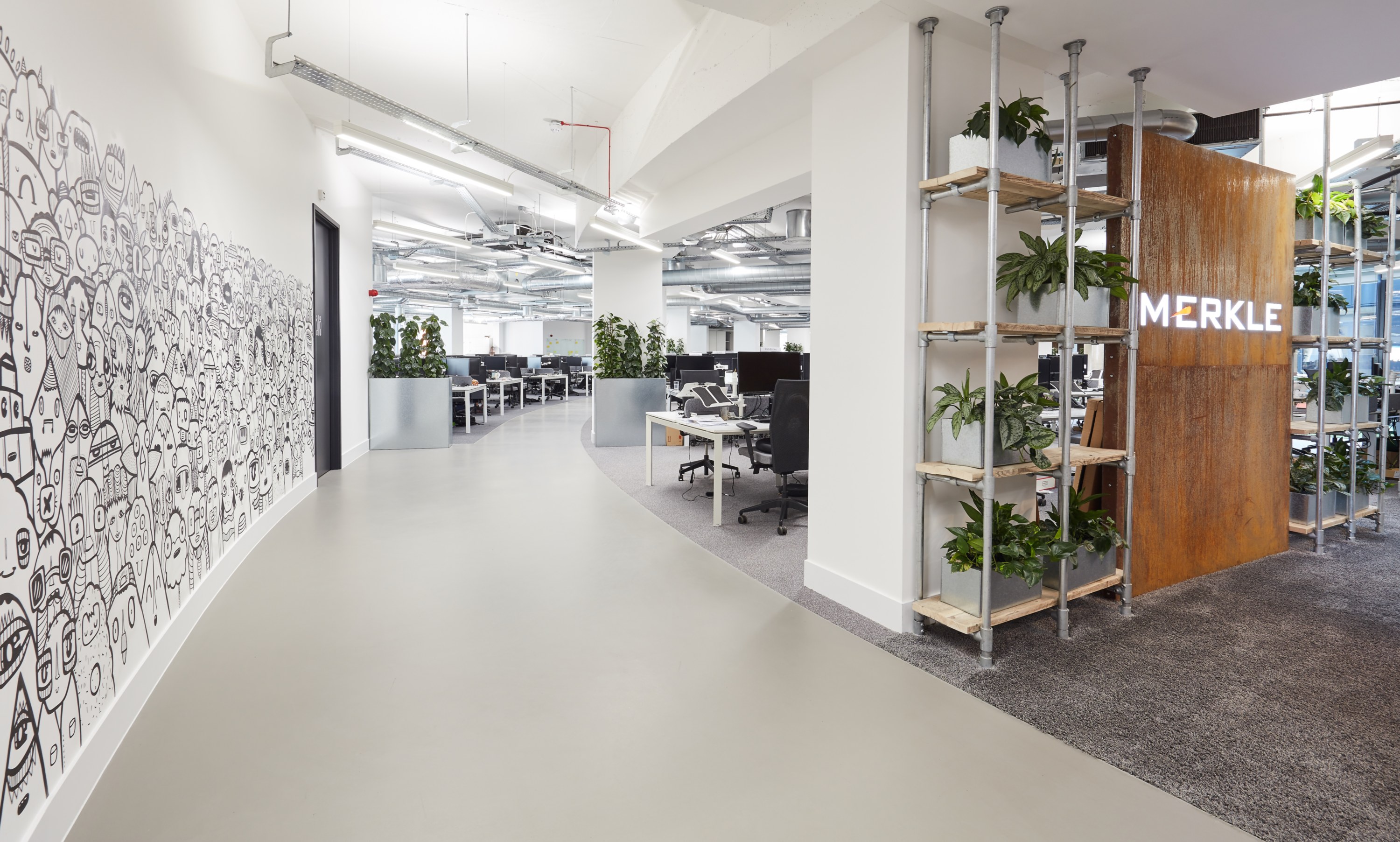 seamless resin floor in commercial office 