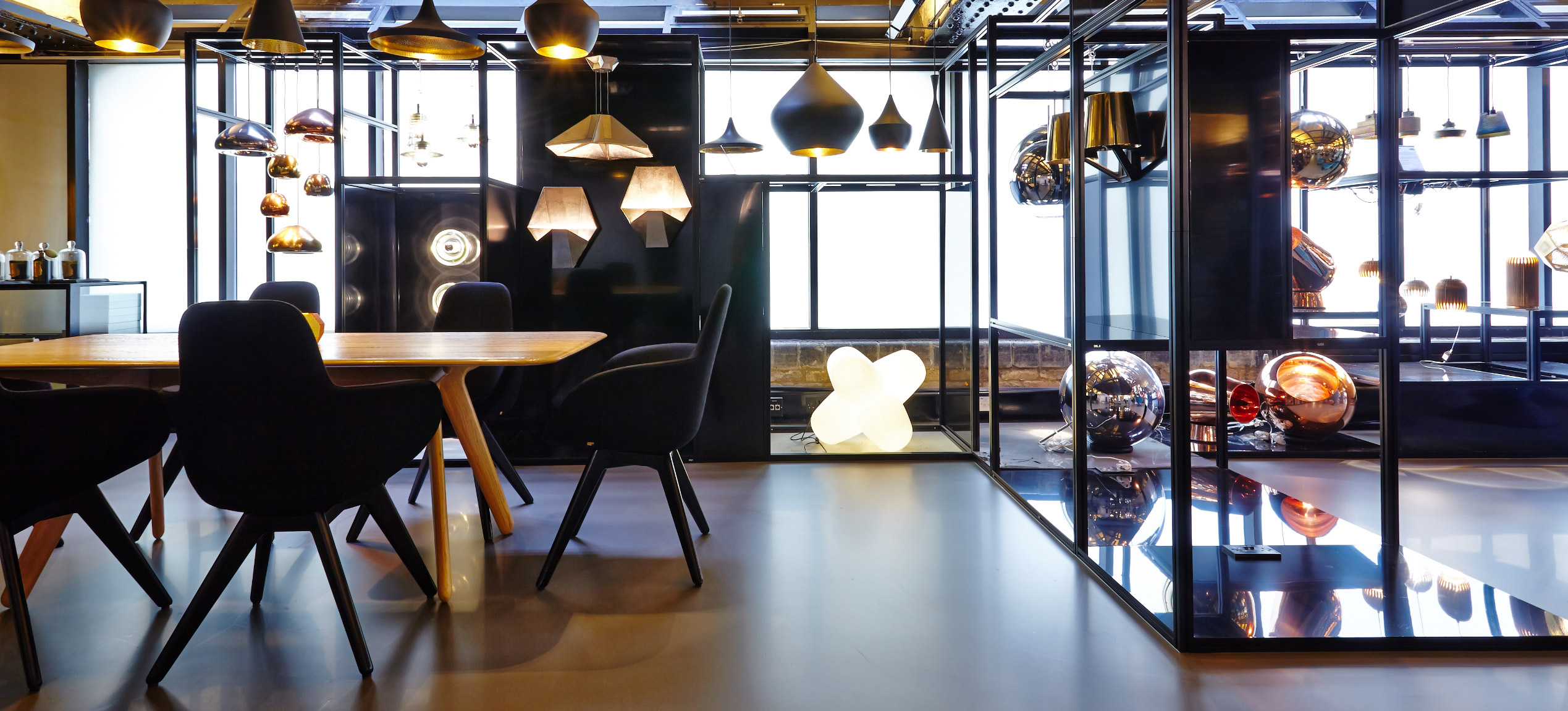 grey resin floor in tom dixon shop 