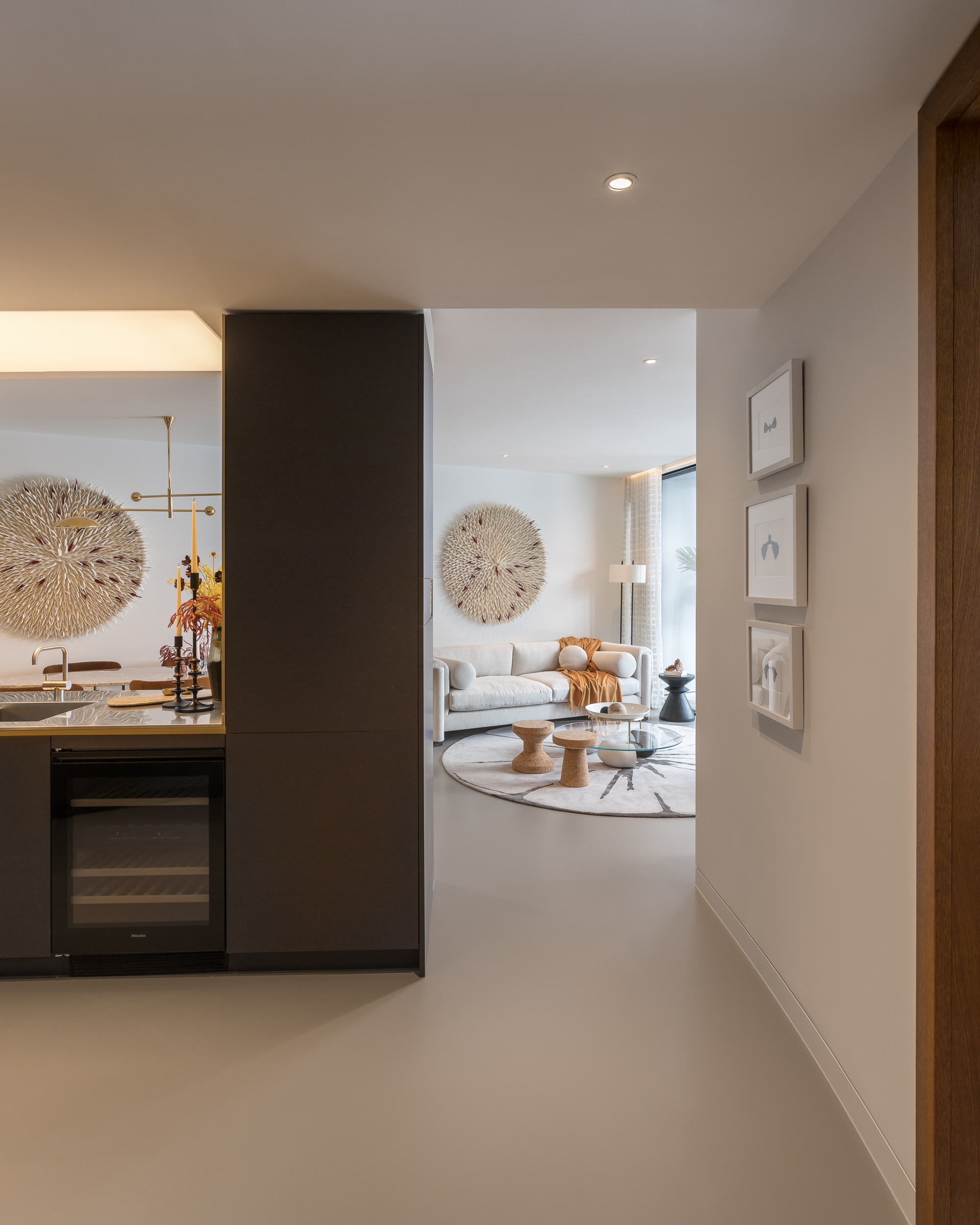 apartment kitchen with a seamless resin floor