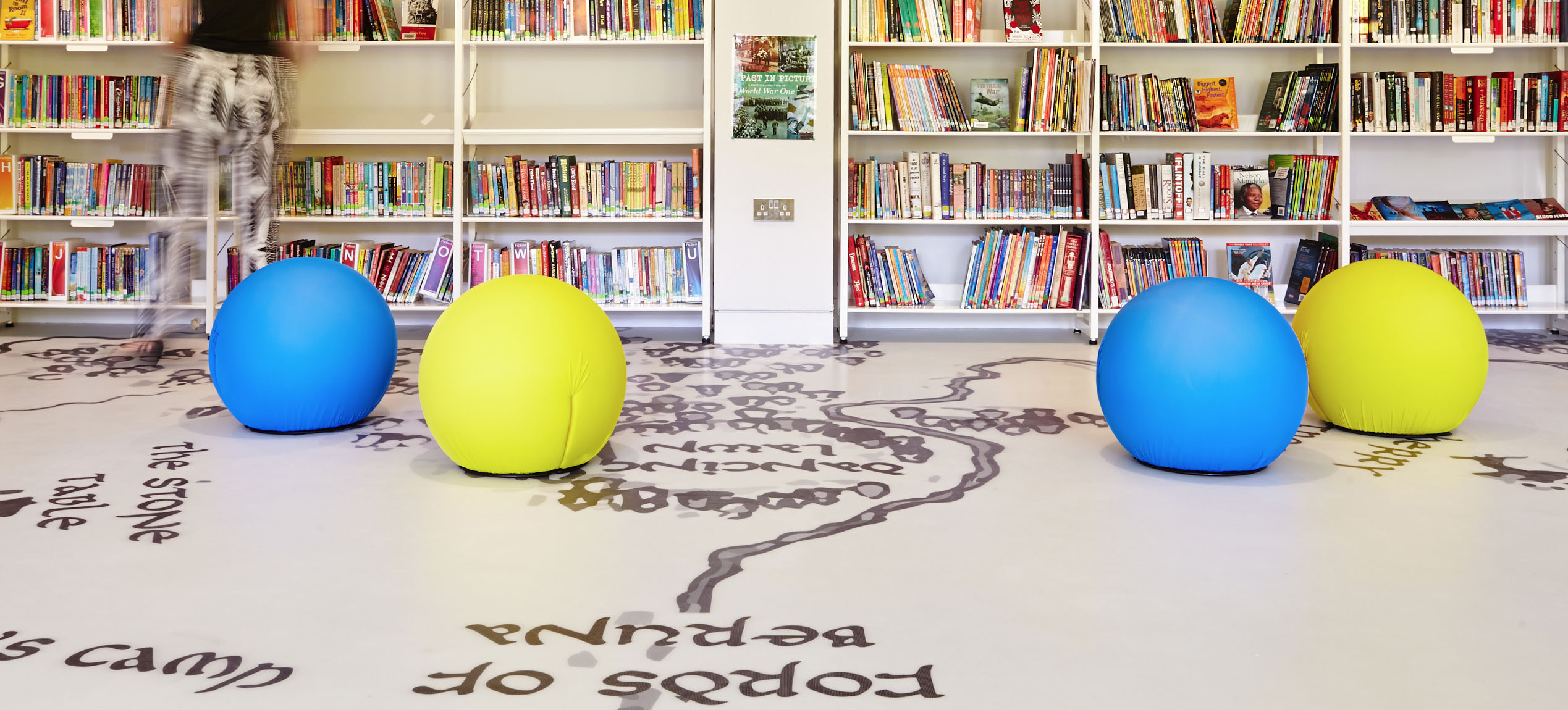 Bespoke image resin floors in library 