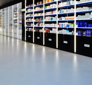 Beauty clinic with light grey resin floors