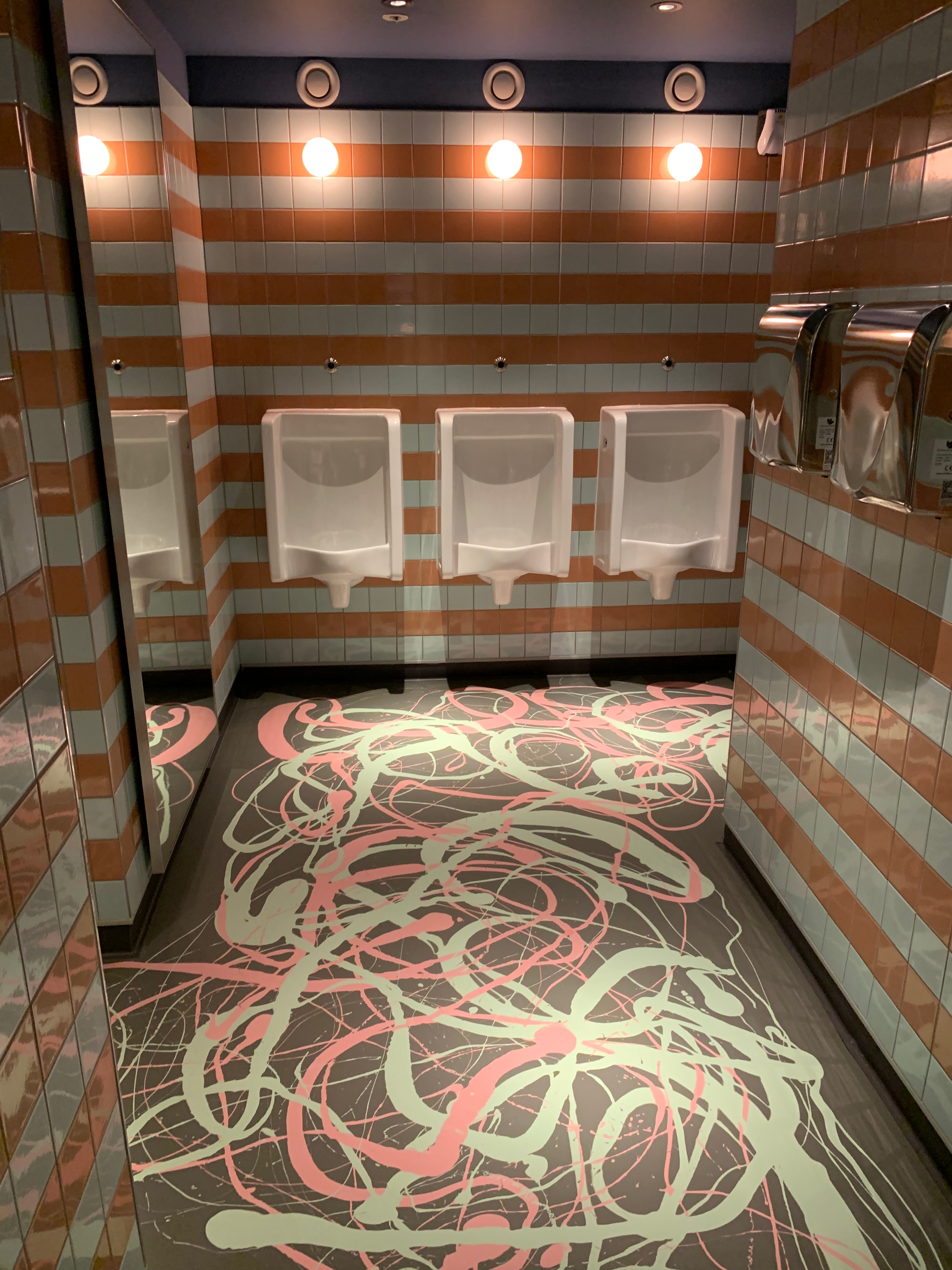 green and pink bespoke bathroom floor 