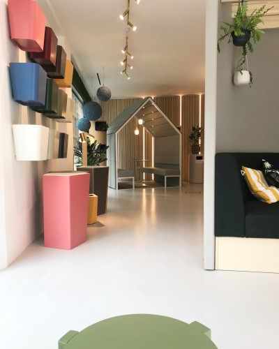 Grey Resin Floor in a Showroom for Clerkenwell Design Week