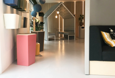 Grey Resin Floor in a Showroom for Clerkenwell Design Week