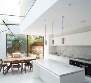 Pebble terrazzo resin floor in kitchen 