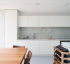 Pebble terrazzo resin floor in kitchen 