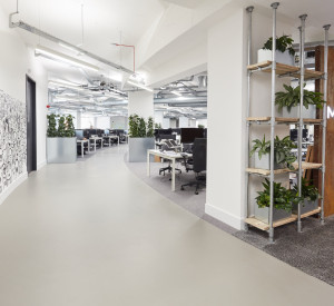 seamless resin floor in commercial office 