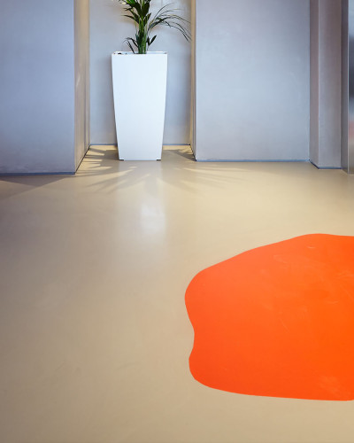 colourful resin floor in office 